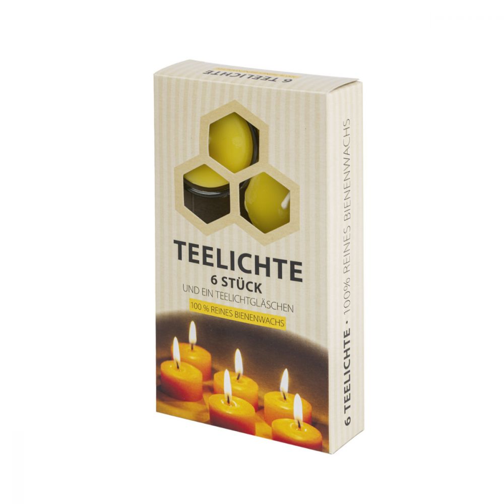 Teelichte 100 % Bienenwachs im 6-er Karton