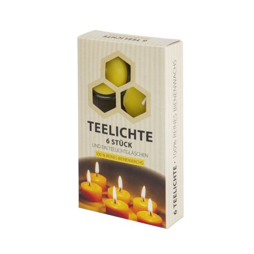 Teelichte 100 % Bienenwachs im 6-er Karton