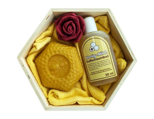 Geschenk Set Wabe 3 Honig Milch - Bad